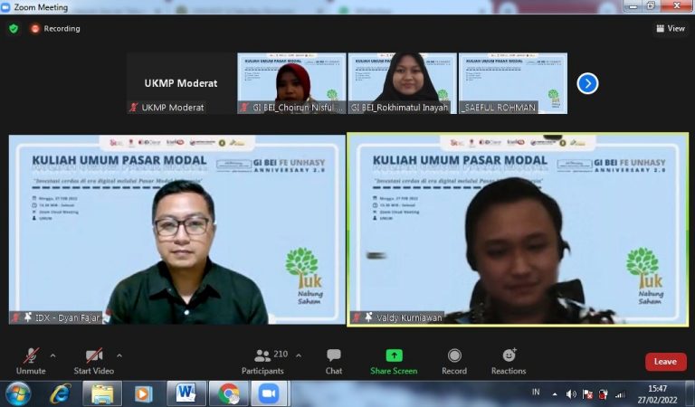 Kuliah Umum Pasar Modal, Puncak 2nd Anniversary GI BEI FE Unhasy